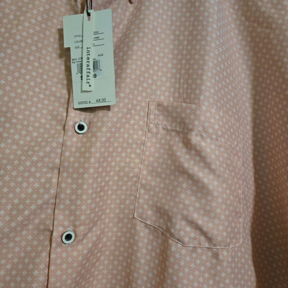 Interaffair shirt mens 4XL pink w/ white diamond short-sleeve button-down NWT - Picture 7 of 9